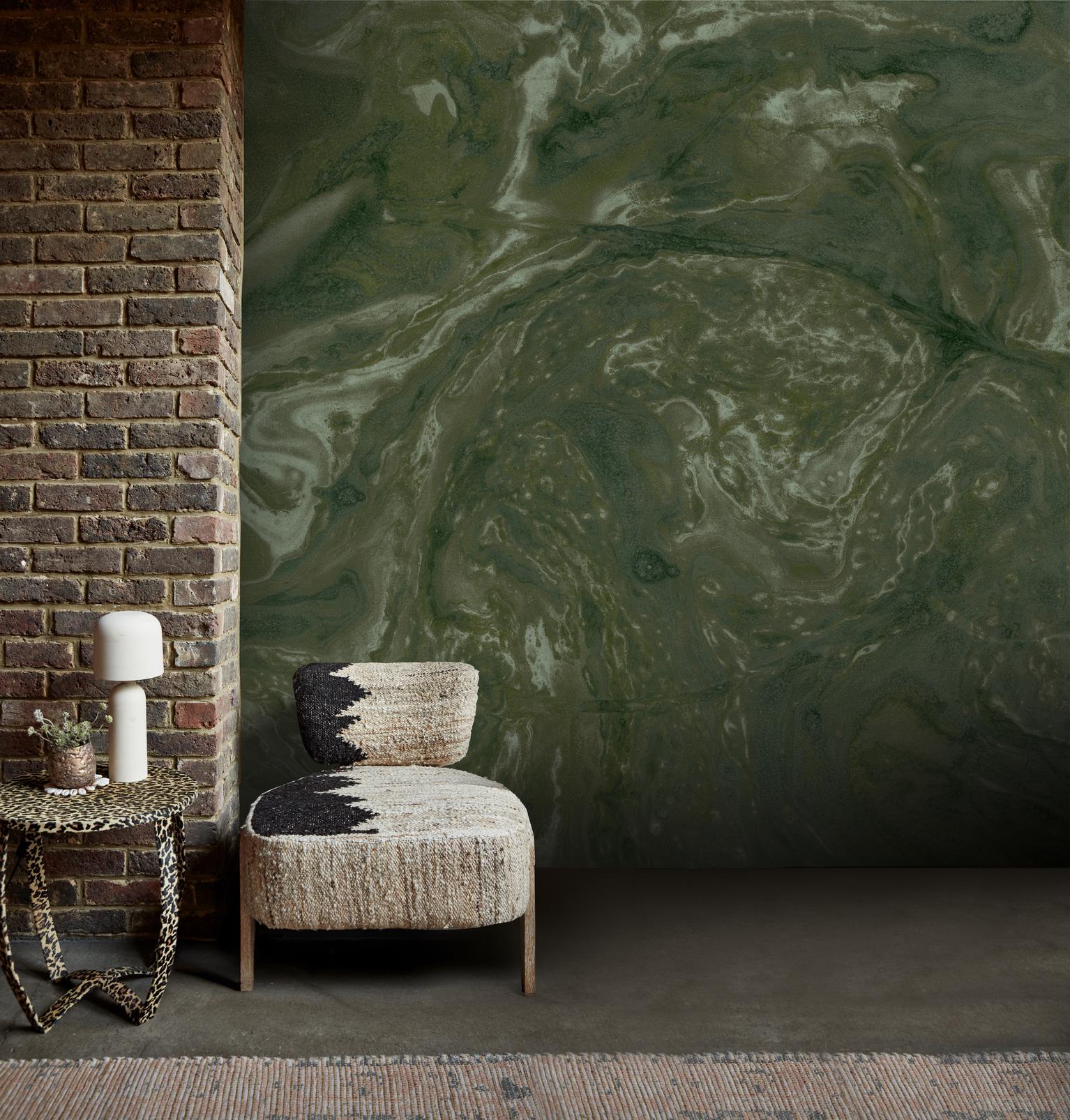 Abigail Ahern Ethereal Marble Moss Bespoke Mural | Green | Abigail